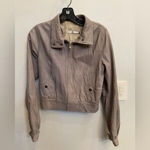 Women's Gray Leather Jacket